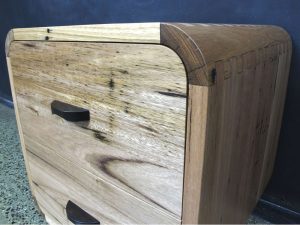 Solid Messmate Curved Bedside Table Solid Messmate Curved Bedside Table