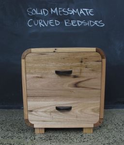 Solid Messmate Curved Bedside Table Solid Messmate Curved Bedside Table